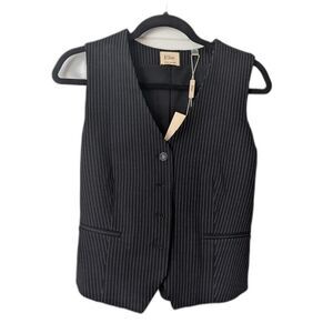 NWT Elie Tahari Pinstriped Sleeveless Vest Women’s Small Black & Ivory Career